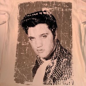 Vintage '85 Unisex White Elvis Presley Graphic T-Shirt Cotton Crew Neck